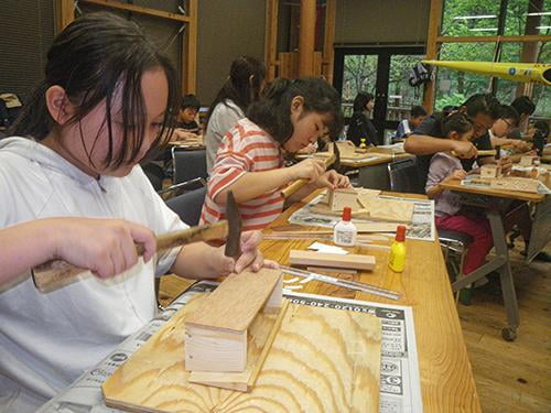 県立国見の森公園プログラム　夏休みの工作　八角形の貯金箱または物入づくり