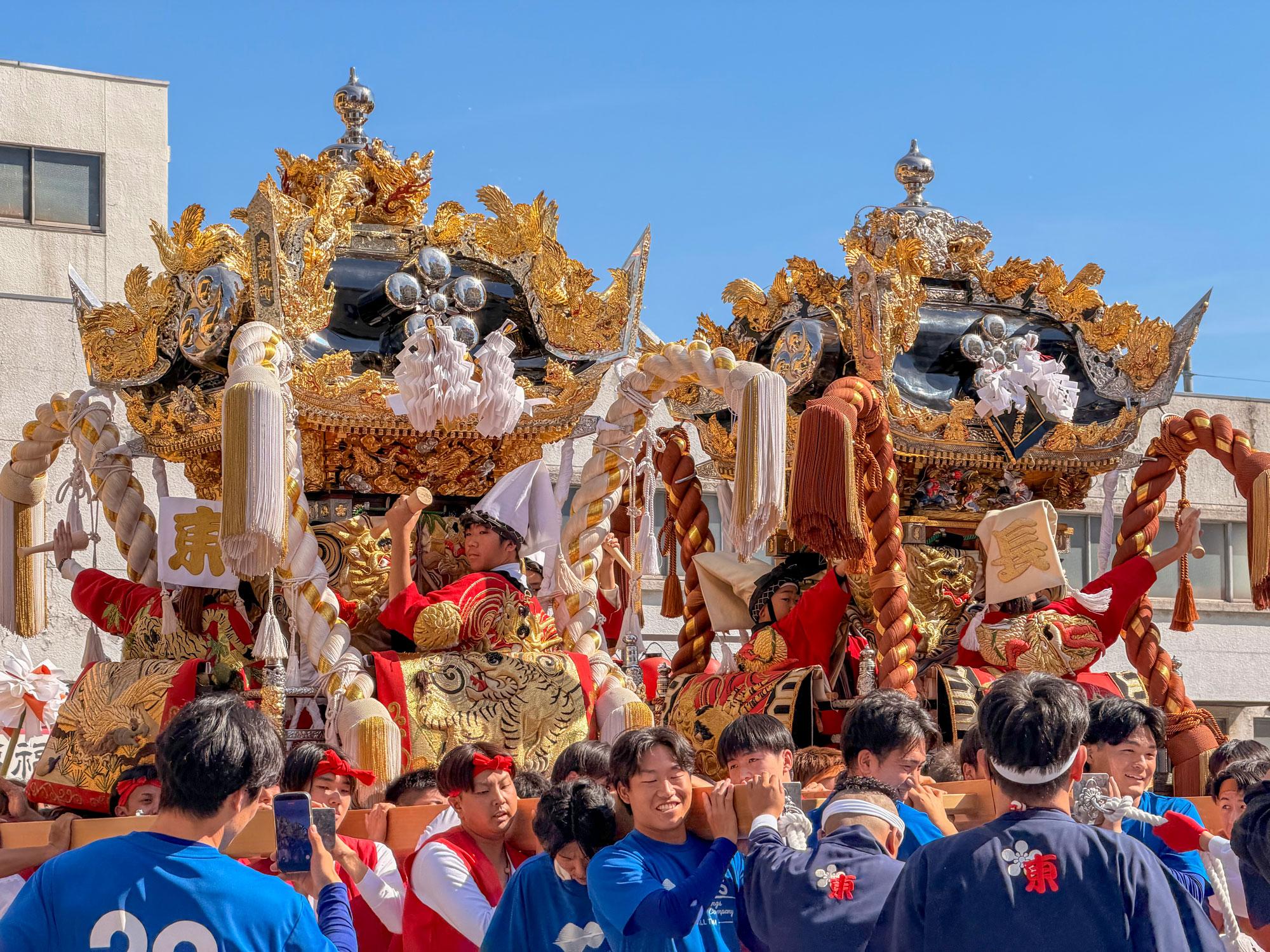 【廣畑天満宮 秋祭り2026】YOSHIDA GC、YBSで行われた「東新町」「長町」「吾妻アパート」「吾妻」4町による練りを迫力の写真と共にレポート