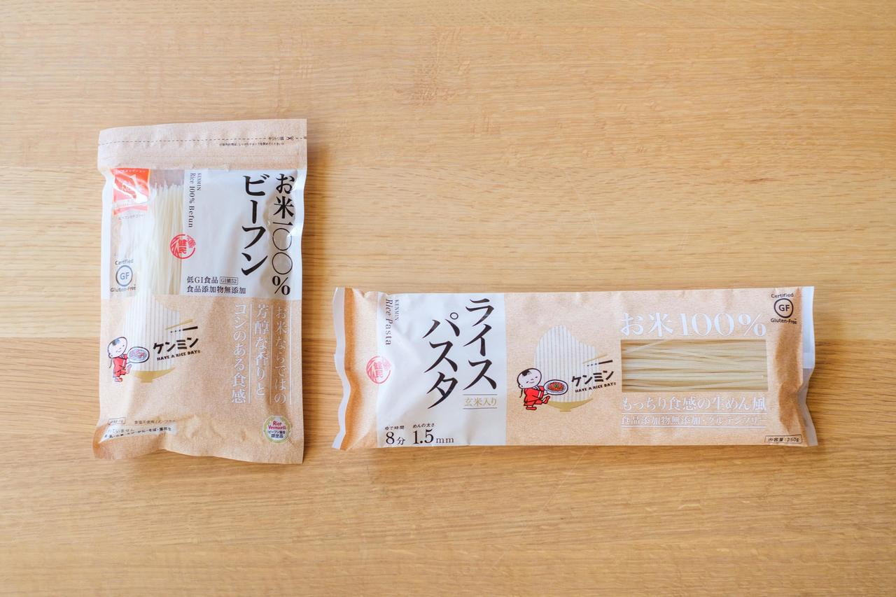 お米100％ビーフンとライスパスタの写真
