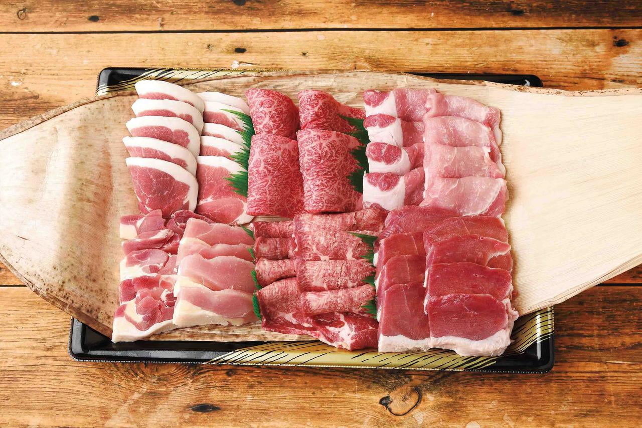 姫路市夢前町の石井精肉店が提供する、猪肉、豚肉、牛肉のイチボ、キジの胸肉とモモ肉、タン、鴨肉のBBQセットの写真.jpg